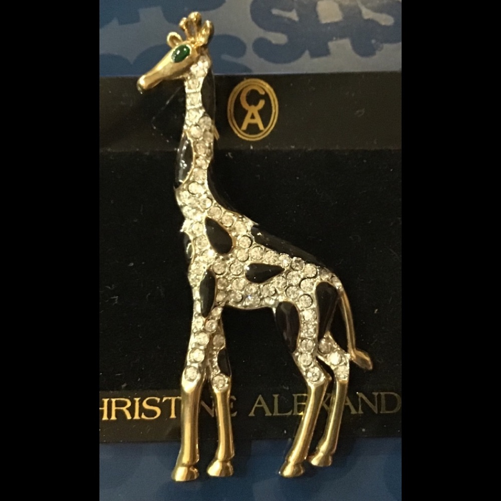 New Large rhinestone giraffe pin 3” brooch jewelry